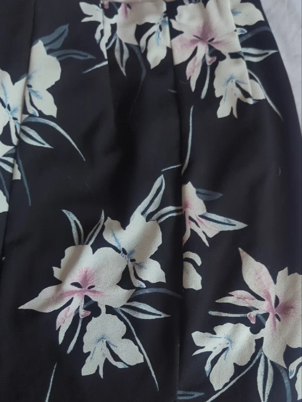 Dynamite Black Floral Two-Piece Midi Skirt Set with Pink Accents - Picture 3 of 7